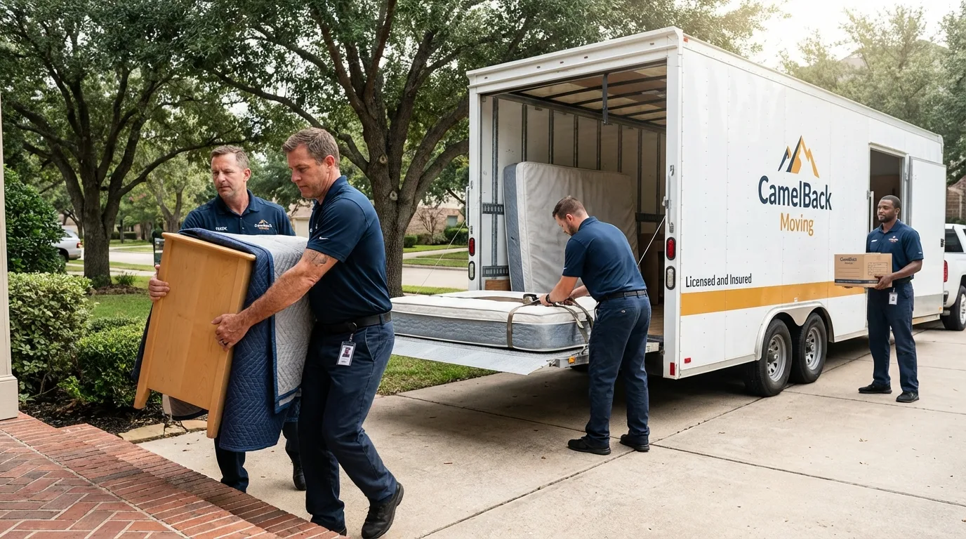 Crew loading residential truck for cross-state move from Camdenton, MO