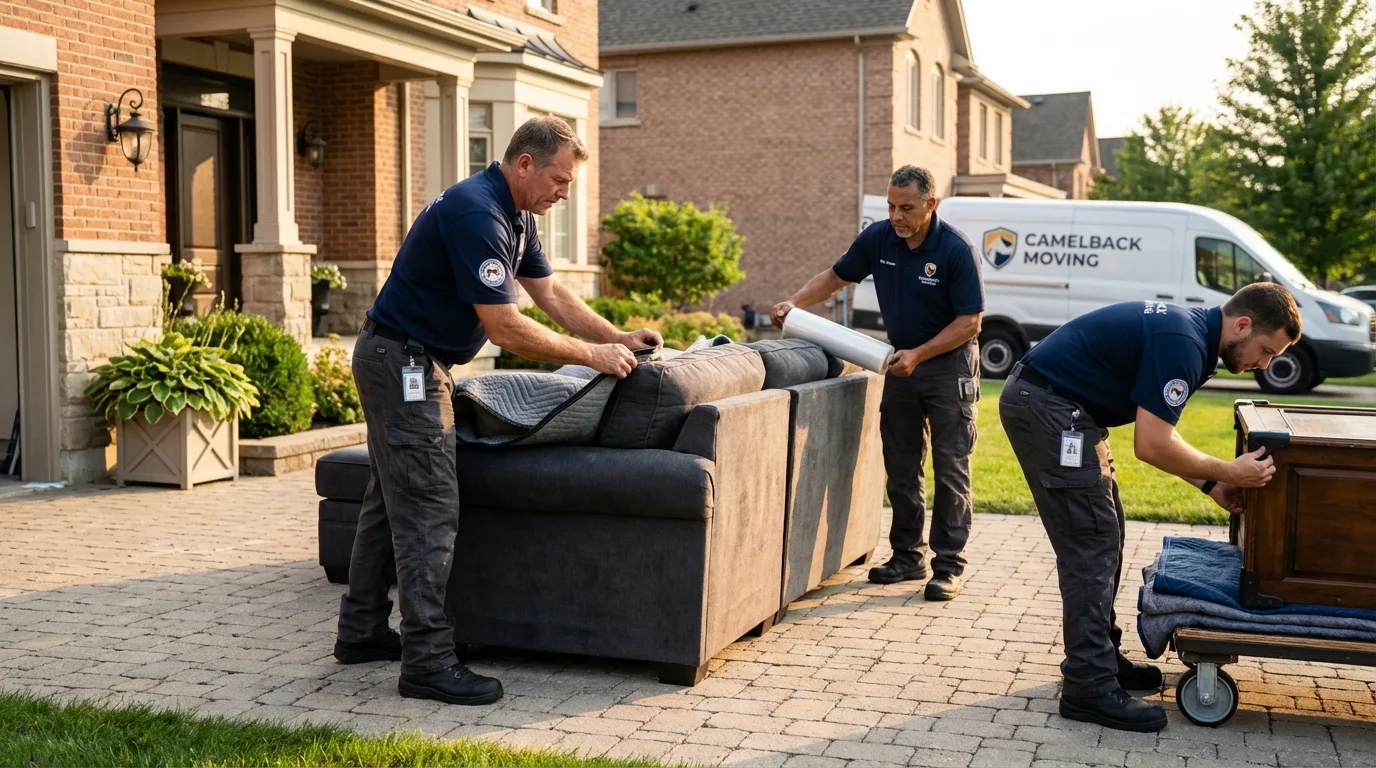 Large estate moving crew wrapping furniture in Camdenton, MO