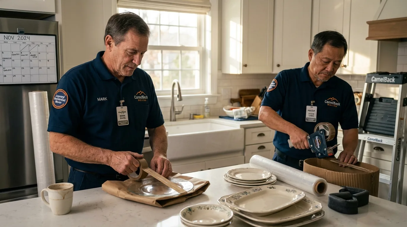Professional crew packing kitchen dishware in Camdenton, MO
